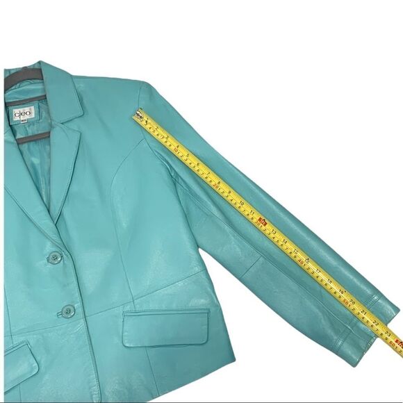 𝅺cleo Blue Leather Jacket Blazer - Picture 9 of 10